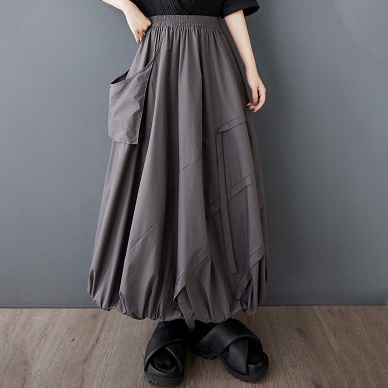 

Большие размеры Высокая талия винтаж Летние повседневные свободные длинные женские юбки женская юбка серый