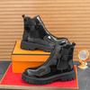 Men's Shiny Round Toe Chelsea Boots – Autumn/Winter Outdoor Fashion British Style with Zipper.