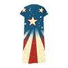 Women’s Short Sleeve V Neck Maxi Dress with Abstract Tie Dye Print Casual Loose Fit Summer Beachwear