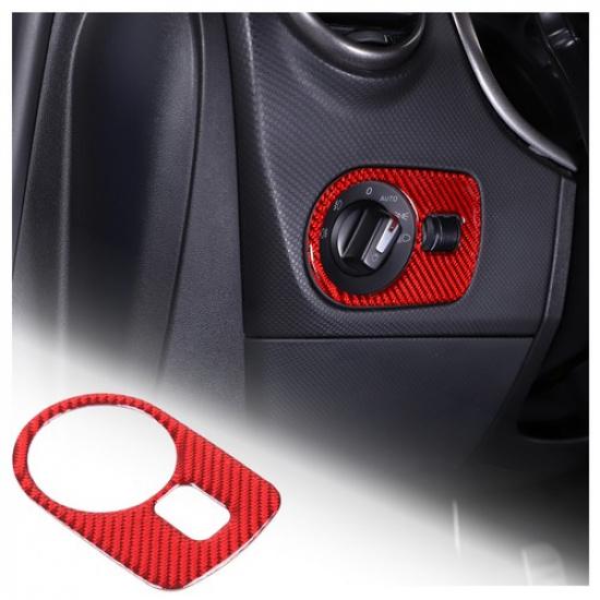 Red Carbon Fiber Headlight Adjustment Switch Trim Sticker For Seat Leon 2008-12