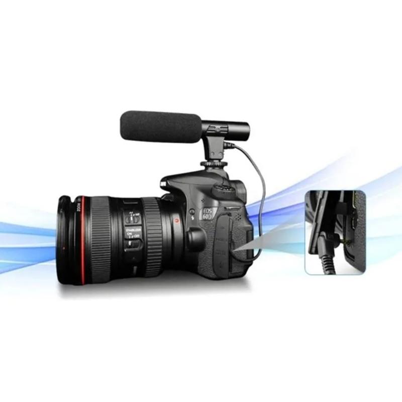 Portable Condenser Stereo Microphone Mic with 3.5mm Hot Shoe Mount for DSLR Camera Camcorders Interviews Accessories