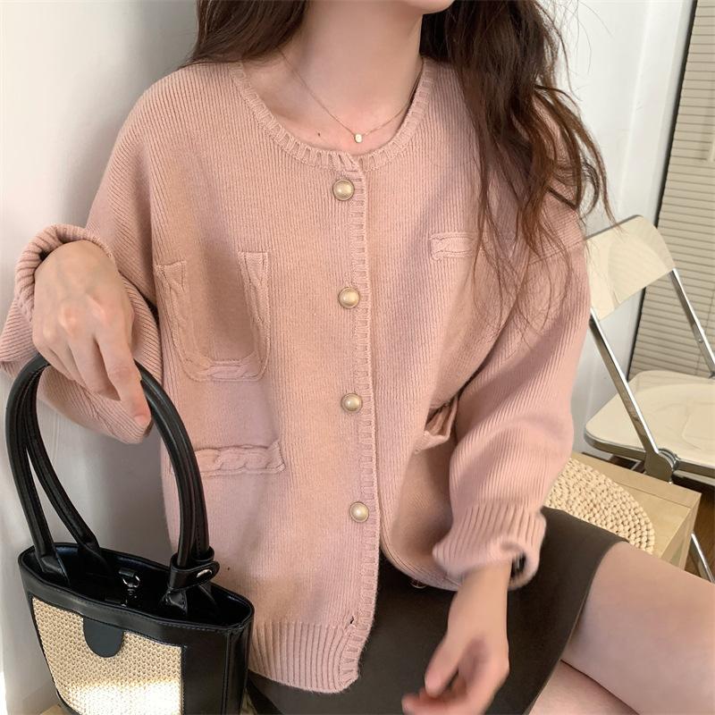 

Autumn and winter sweater atmosphere lazy French sweet gentle wind sweater wear women s round neck thick style high sense 45-291 (average size) рожевий