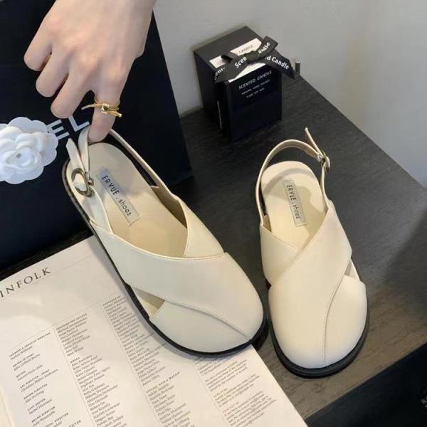 Fashion Clear Heels Female Sandal All-Match Retro Woman Shoes 2025 Summer Girls Original Fashion New Flat Closed Scandals Rome Clear Hee