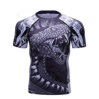 Herren 3D Digital Tier 3D Gedrucktes Schnelltrocknendes Kurzarm-T-Shirt Sport Enganliegend Lässiges Hemd Große Größe für Herbst