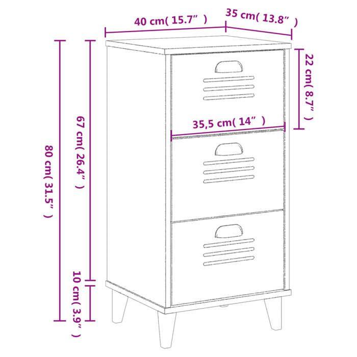 VidaXL Table de Chevet, Armoire de Nuit avec Tiroirs, Table de Téléphone, Meuble de Rangement Chambre, Industriel, Gris 374919
