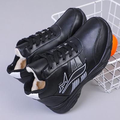 Non-slip Thick-soled Plus Velvet Warm Cotton Shoes Leather Waterproof Casual Sports Shoes Running Women's Casual Shoes