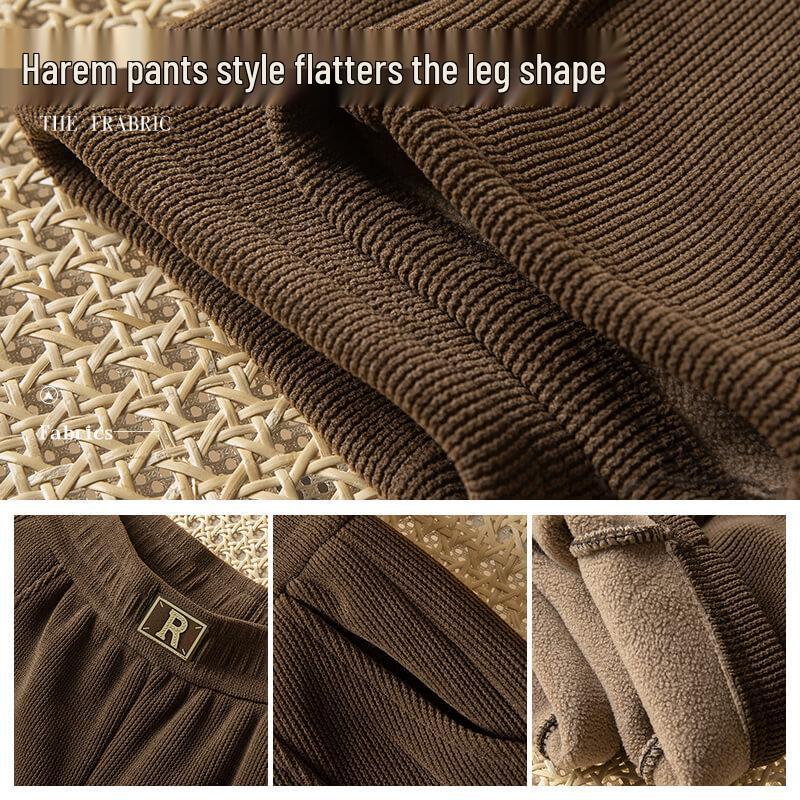 Women's Fleece-Lined High-Waisted Harem Casual Pants