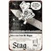 Stag Beer 1958 Mr. Magoo Vintage Metal Tin Sign, Retro Pub Wall Decor for Garage Man Cave Home Bar, 12x8 Inch Rustic Reproductio