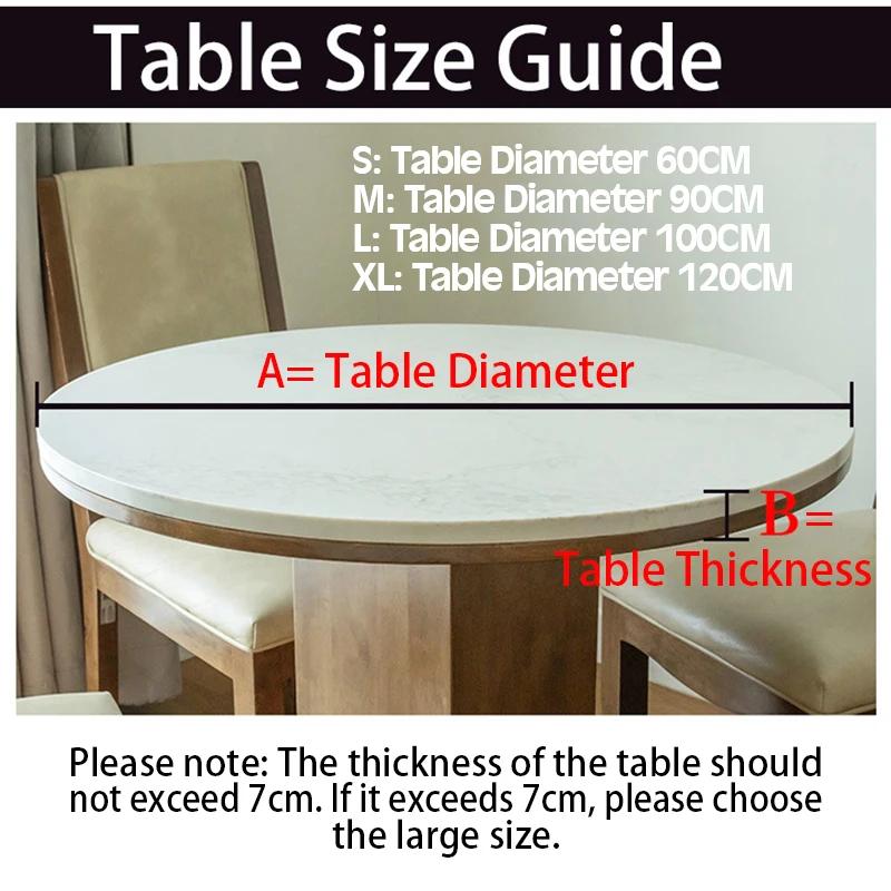 Round Table Cover for Kitchen Dining Table Waterproof Stretchable Tablecloth Stain-Resistant Round Table Mat Wedding Party Home