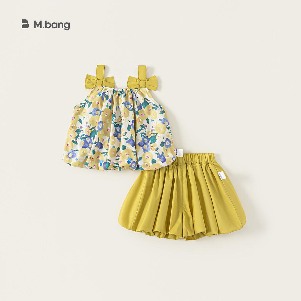 Süßes florales Muster Schleifendesign Schulterriemen Sommer Top und Shorts Set für Kinder im Alter von 3 bis 8 Jahren