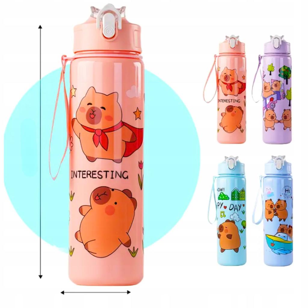 Capybara Water Bottle With Straw For Children To School 690 Ml