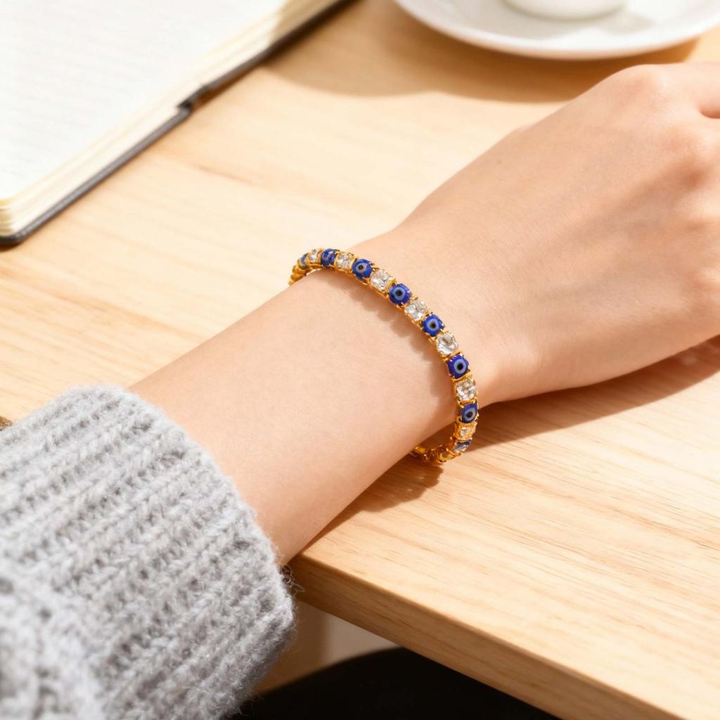 Luxury Zirconia Tennis Bracelet Hiphop Iced Cubic Zirconia Crystal Bracelets For Women Men Devil's Eye Chain Bracelet Jewelry