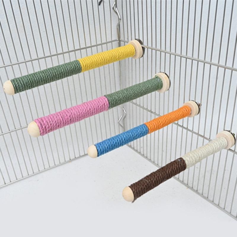 Juego de 4 Perchas Rascadores de Afilado para Loros Soporte para Pájaros Juguete para Jaula Palo Estante Juguete Percha de Afilado Suministros
