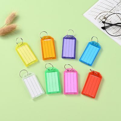 Lot de 20 porte-clés en plastique avec étiquette, légers, inscriptibles, amovibles, colorés, pour organisation des clés