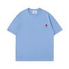 AMI Youth Embroidered Men's Crew Neck Short Sleeve Cotton T-Shirt - Casual Street Fashion