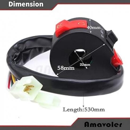 Starter Kill Light Switch Assembly 8 Wire 3 Function Fit for 50cc 70 cc 90cc