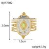 CARLIDANA Vintage Style colorful Natural Stone Open Adjustable Ring Stainless Steel Geometry Female Rings Jewelry Party Gift