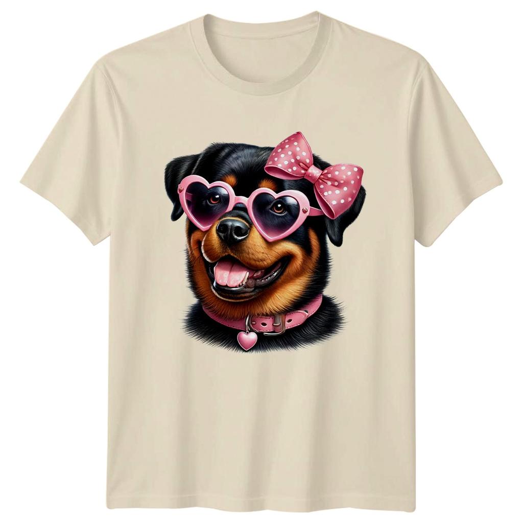 Glamorous Rottweiler Dog Wearing Heart Unisexs TShirt Rottweiler Dog Lover