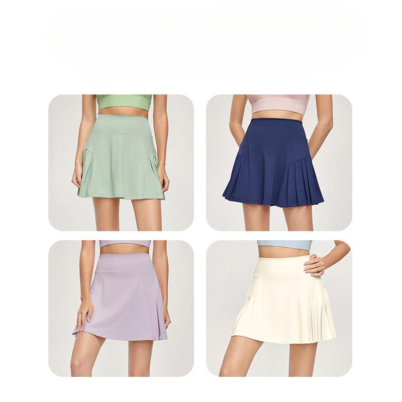 Cool Sports Short Skirt, Anti-exposure Fake Two Badminton Pocket Tennis Skirts, and Slimming Yoga Skirt Worn Outside