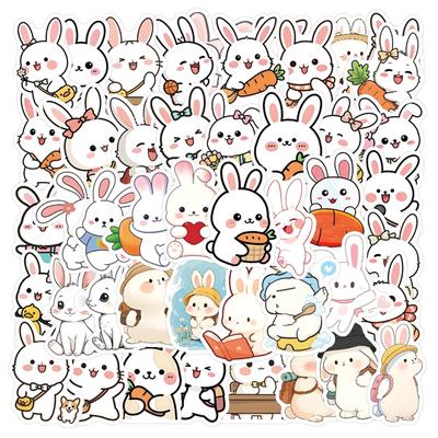 60 Cute Rabbit Cartoon Stickers - Waterproof DIY Decor for Thermos, Luggage, and More