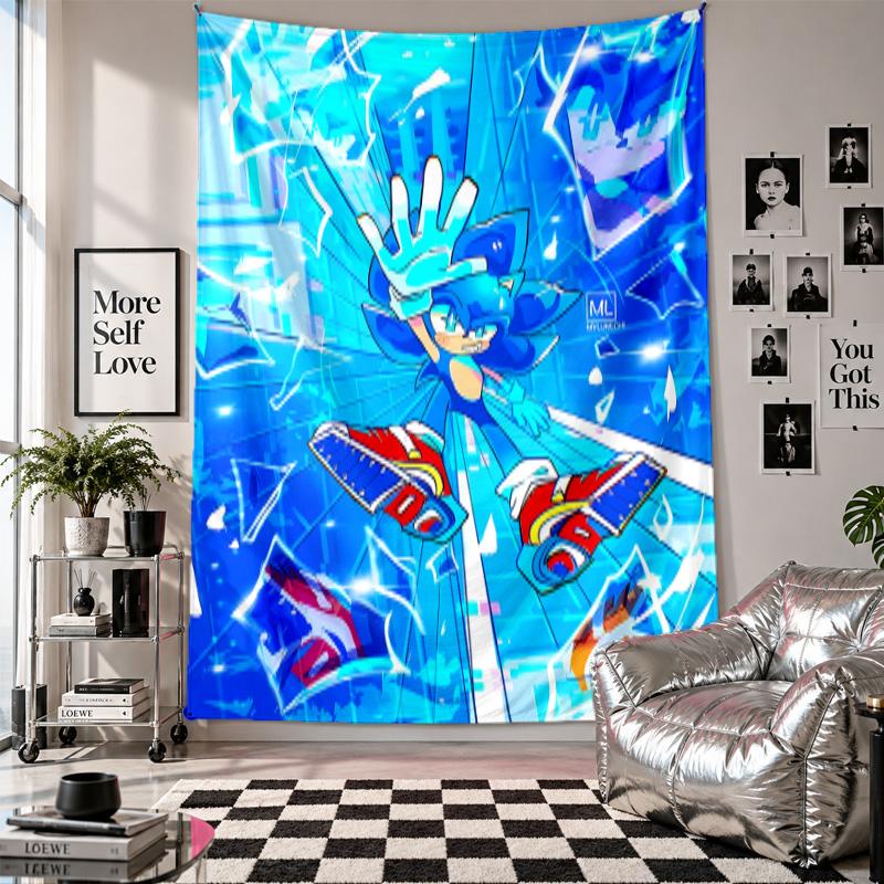 Wall TapestrySonic the Hedgehog Art Hanging Cloth Decorative Background Cover for Room Decoration