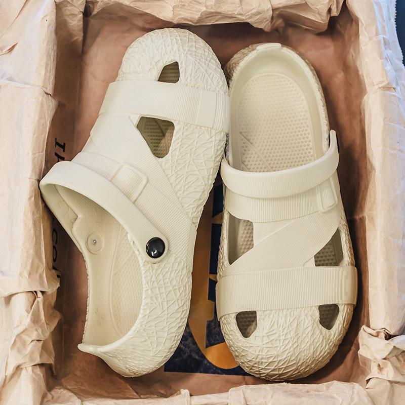 

Мужская обувь 2025 лето новая мужская молодежная трендовая удобная обувь с отверстиями износостойкая противоскользящая дезодорирующая дышащая пляжная обувь 45 хаки