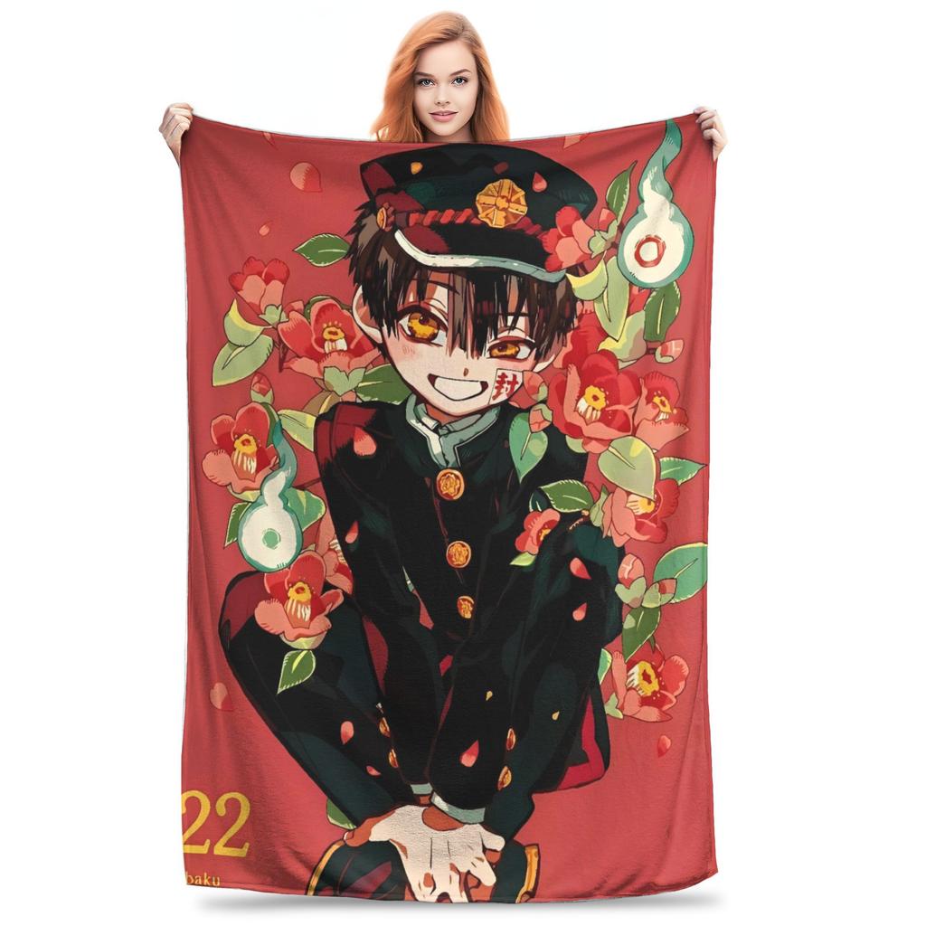 Kawaii Hanako Kun Japanese Blanket Travel Office Flannel Throw Blanket For Home Decor Warm Soft Quality Bedspread Gift Idea