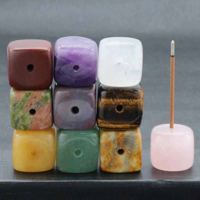 New Natural Crystal Incense Sticks Holder Coil Censer Burner Rock Quartz Stone Base Buddhist Indoor Altar Table Home Decoration