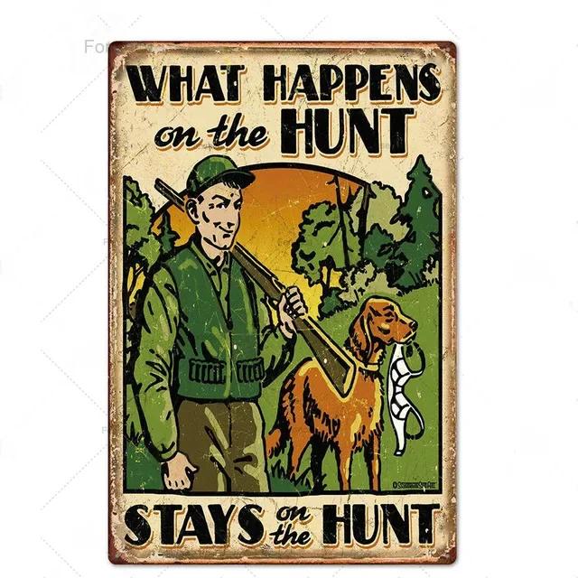 Hunting Tin Sign Plaque Metal Vintage Retro Metal Sign Wall Decor for Man Cave Gun Shop Decorative Metal Plate Hunter Gift