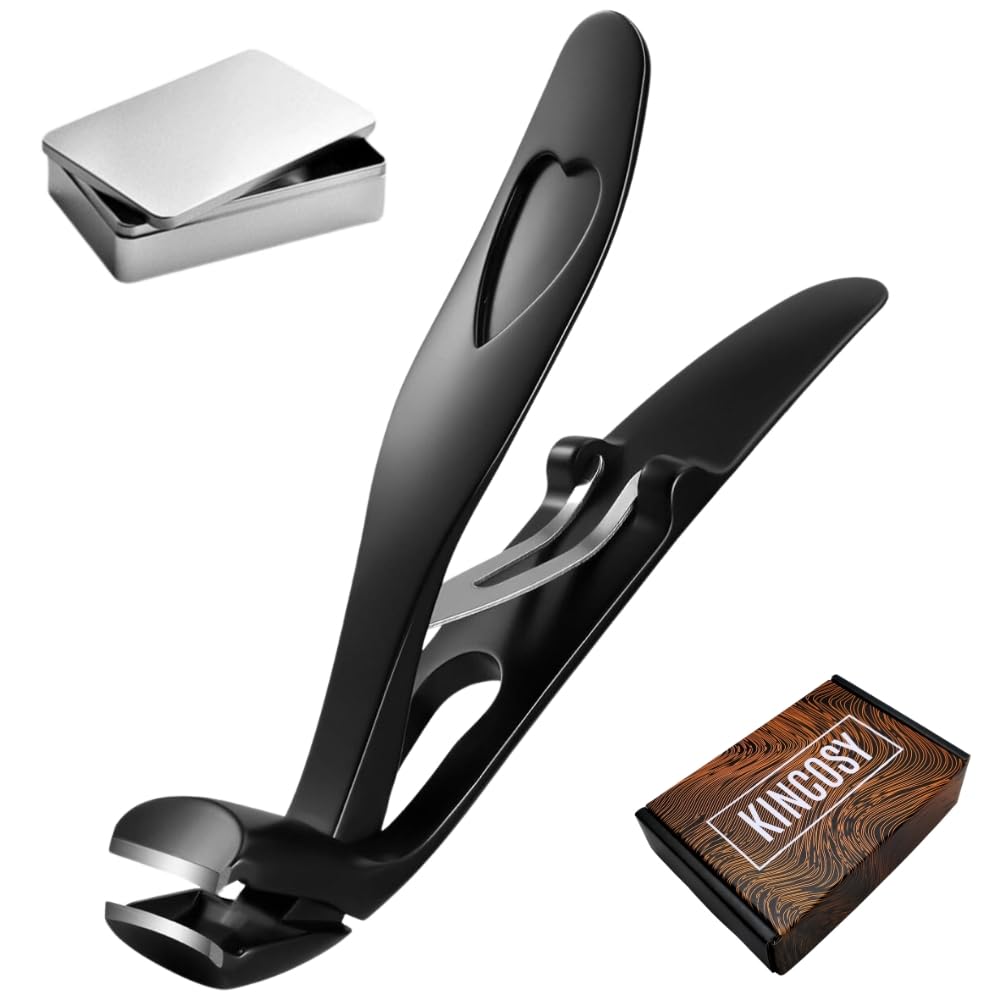 Authentic KINCOSY Stainless Steel Nail Clippers with Curved Blades Wrist and Waist Premium Design for Suitable for Glass Nail Metal Storage Cardboard