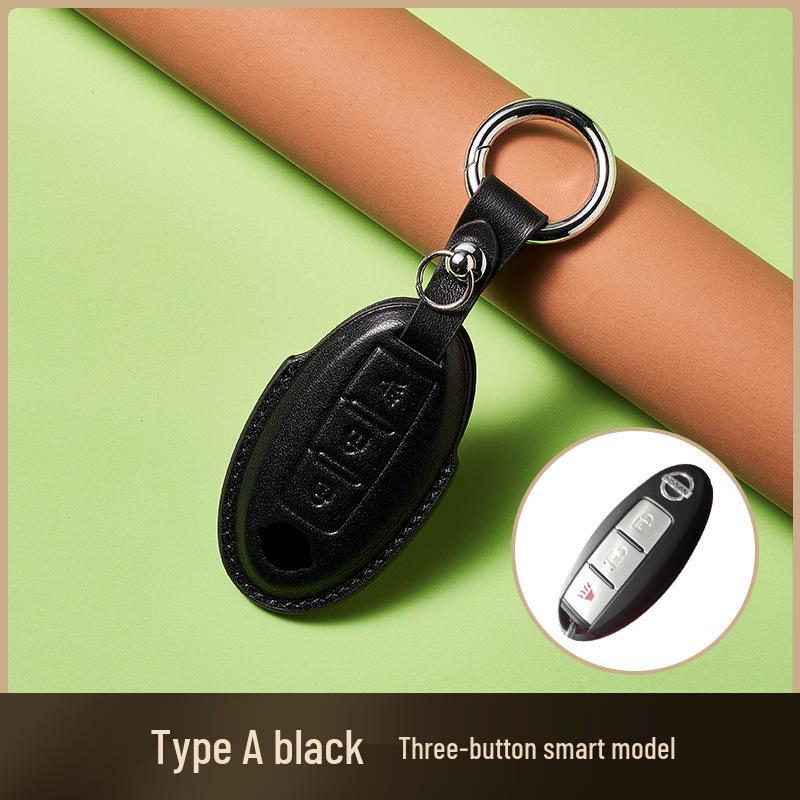 Skórzany Etui na Klucze ze Skóry Wyprawianej Roślinnie dla Nowego Kluczyka Samochodowego Sylphy Murano, Ręcznie Robiony Wzór Klamry dla Mężczyzn