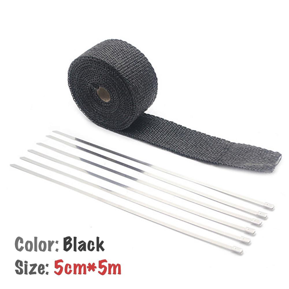 

Universal Thermal tape for exhaust manifold (Muffler) to 1200 degree, flame retardant tape (5 cm * 5 m/10 m/15 m) 5cm x 5m Black