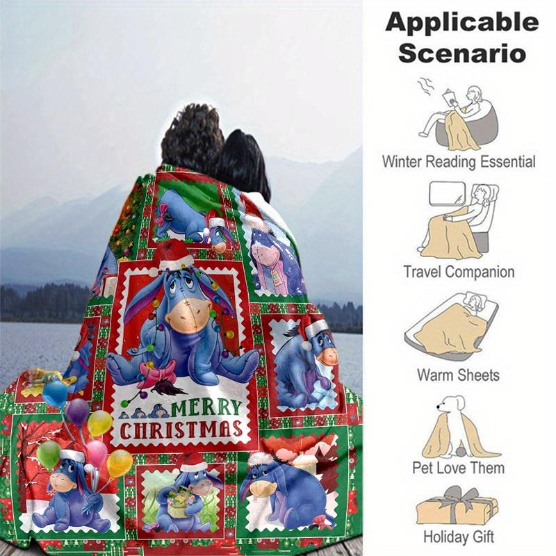 1pc. Christmas Eeyore Plush Blanket, Festive Home Decor, Office Throw, Outdoor Gift for Kids and Adults (80x120 cm)