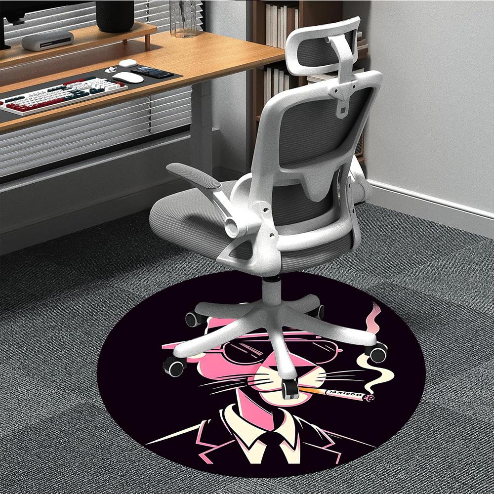 

1pc Pink Panther Office Round Area Rug, Under Office Chairs Bedroom Living Room Home Decor, Available in Various Sizes 80cm by 80cm