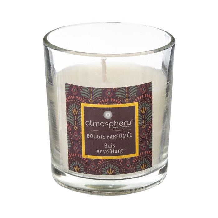 Bougie parfumée "Neda'" 110 g pot verre bois Atmosphera - Fleur de Coton
