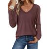Versatile Loose Fit T-Shirt Women Fashion Casual V Neck Solid Color Top