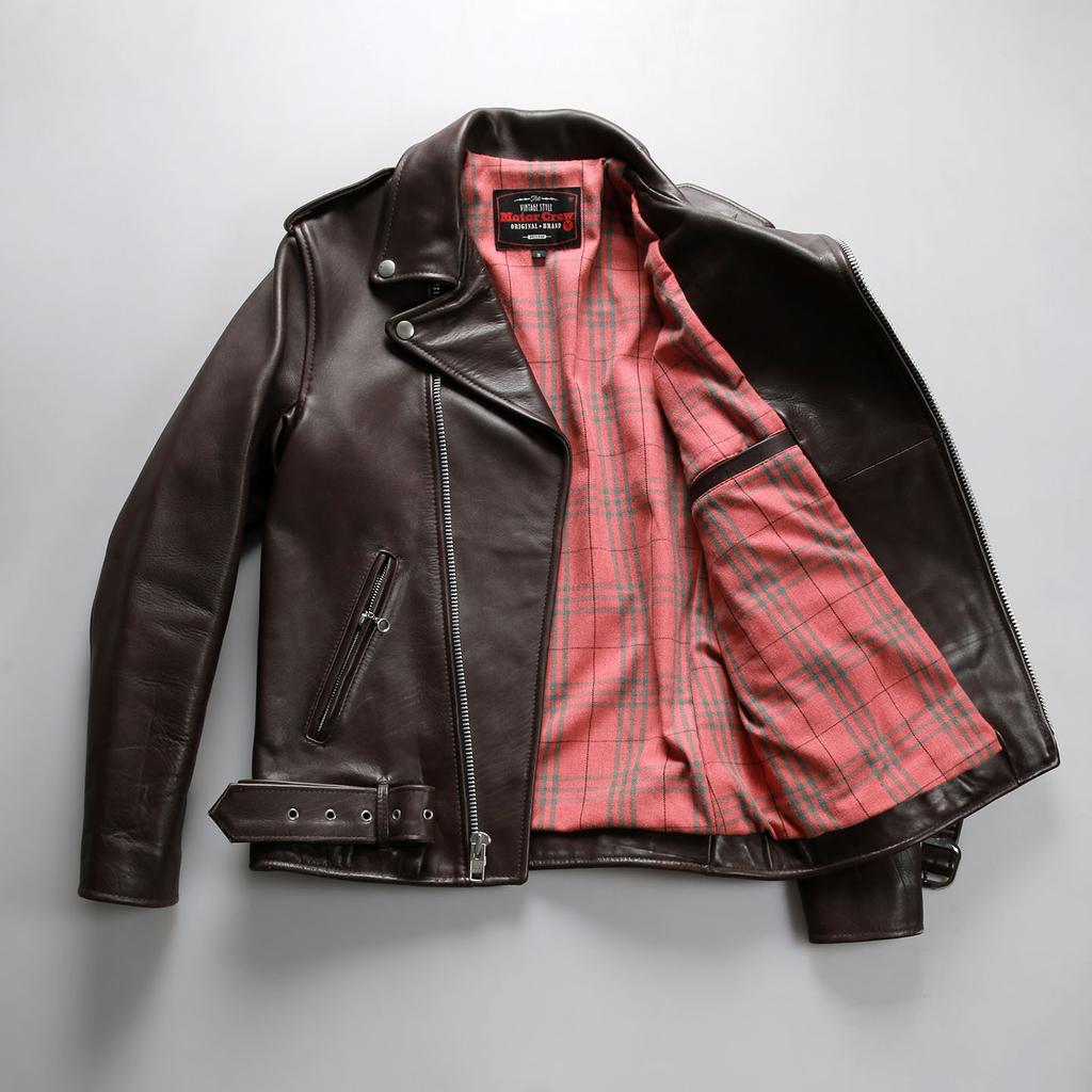 Ma Long Brando first-layer cowhide cable-stayed motorcycle jacket, men's ancient leather cycling leather jacket