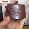 120ml Eleganta Yixing Lila Lerkannor Mästare Handgjorda Bambubladskanna Rå Malm Lila Lera Vattenkokare Kinesisk Zisha Teservis Hantverk