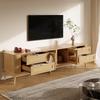 TV Cabinet, Tempered Safety Glass Doors, App-Controllable LED Lighting, Living Room Storage Cabinet, Chipboard, Solid Wood Legs, Four Drawers