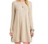 Women's dress, women's long-sleeved loose and thin solid color dress