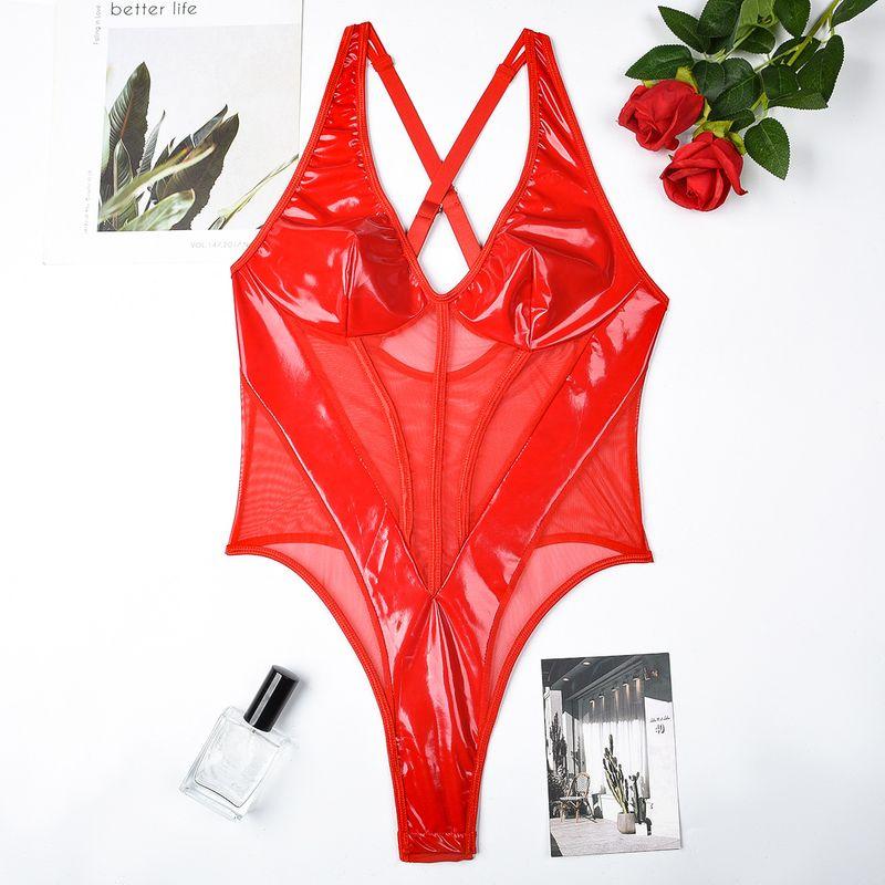 

Европейский и американский стиль, ретро, ажурный комбинезон с халтером и бретелями Red L