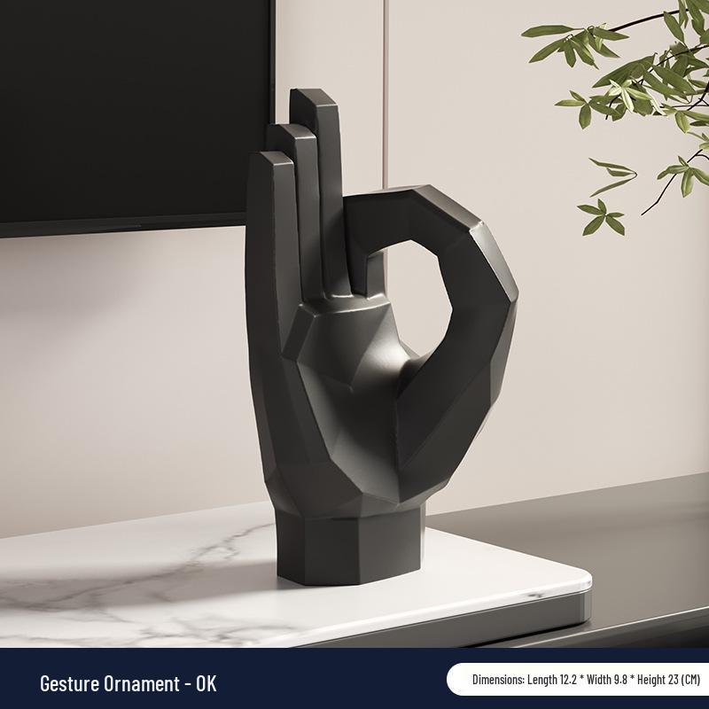 Modern High-End Abstract Hand Gesture Art Ornament for Home, Office, or Wine Cabinet