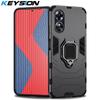 KEYSION Shockproof Armor Case for OPPO A17 A17K 4G Silicone +PC Metal Ring Stand Phone Back Cover for OPPO A17K A17 4G
