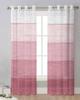 Wood Grain Striped Rural Style Pink Gradient Sheer Curtains for Living Room Decor Window Curtains Kitchen Tulle Voile Curtains
