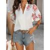 YYFS Damska Moda Casual Wzór Kwiatowy Nadruk Lato Wiosna Rękawy 1/2 Dekolt V Bluzki i Koszule