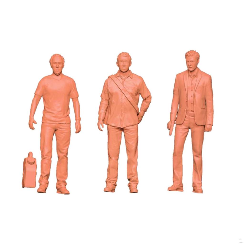 3 Pieces Miniature Architectural Figure DIY Crafts Tiny People Model for Sand Table, Scene