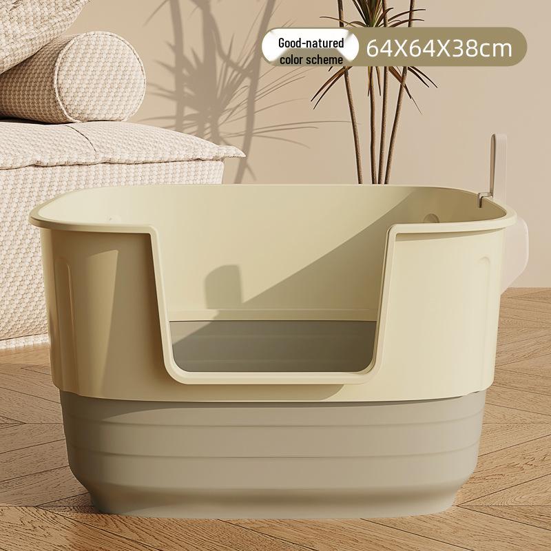 Large Semi-Closed Anti-Splash Cat Litter Box by Huasu Extra Large