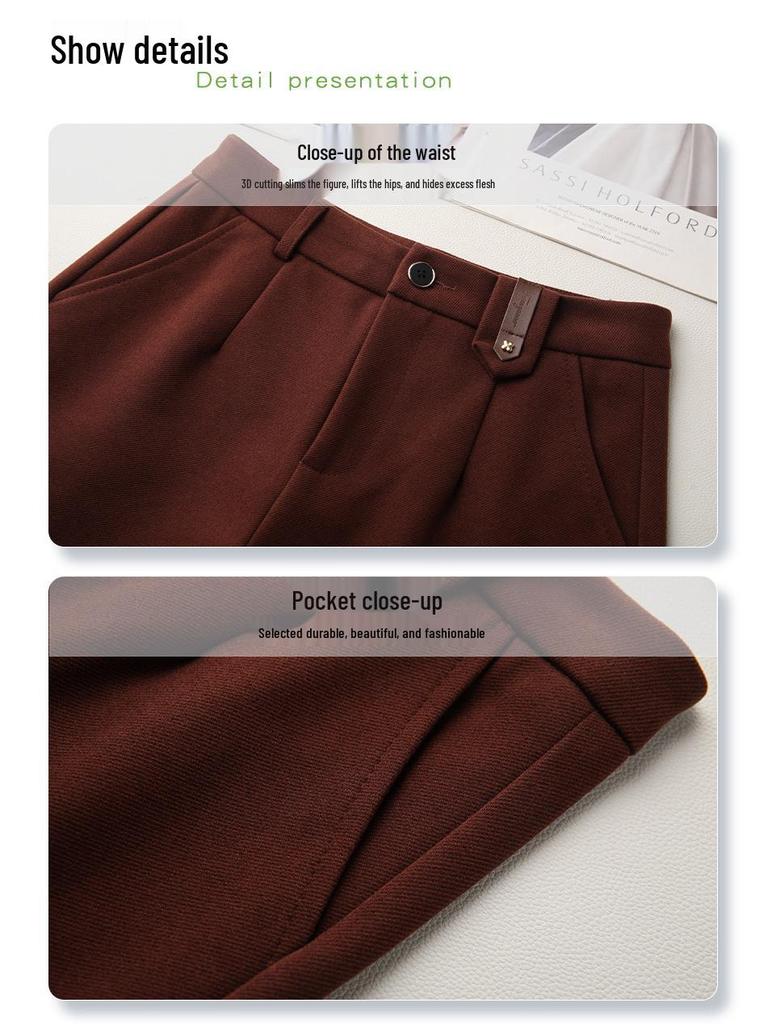 Ancola Women's Red Woolen A-line Bootcut Shorts for Autumn/Winter 2024