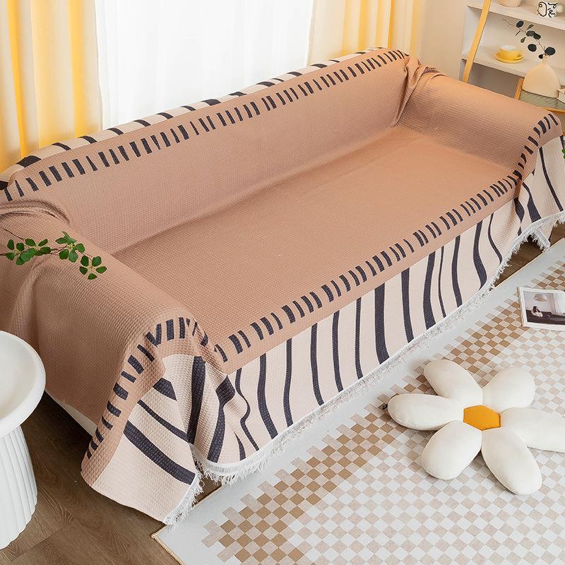 Nordischer Instagram-Stil Kratzfest Baumwolle und Leinen Sofa Handtuch Überwurf Tuch Sofabezug Vollständig bedeckt Vier Jahreszeiten Universal Sofakissen Sommer