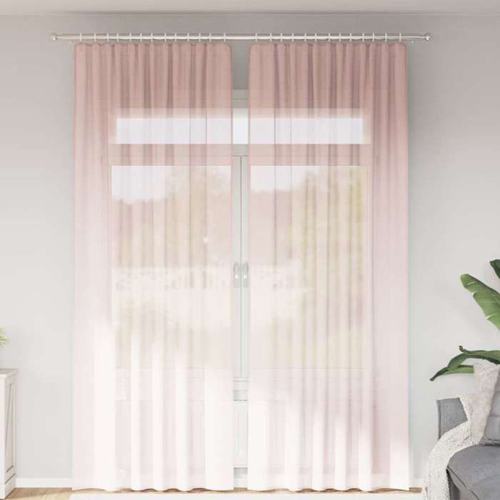 VidaXL Rideaux en voile avec boucles 2 pcs rose clair 140x260 cm, rideau en filet, rideau transparent, voile de fenêtre, 4102280